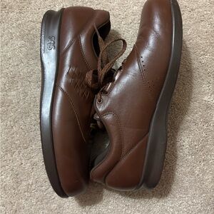 SAS Free Time Brown Leather Lace-Up Comfort Orthotic Lace-Up Walking Shoe S: 10S